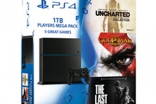 1TBのPS4本体とゲーム3本セットのメガバンドルパック、英国で予約開始 画像