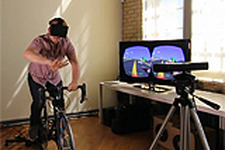 Oculus Rift＋Kinect＋フィットネスバイクで操作する一人称視点の『ペーパーボーイ』風ゲーム！ 画像