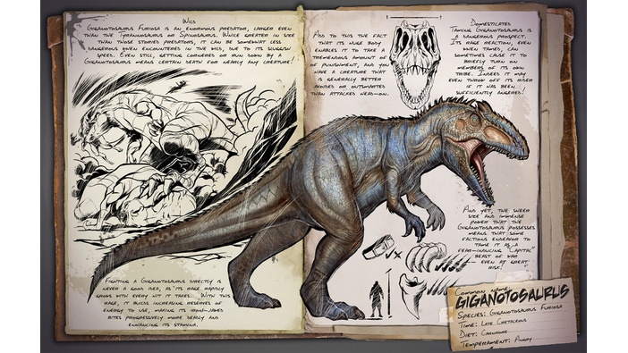 『ARK: Survival Evolved』T-REX級の肉食恐竜ギガノトサウルス追加―剣と盾も