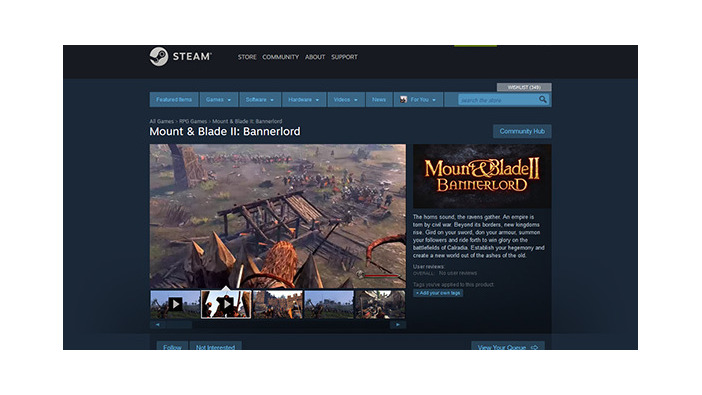 中世RPG『Mount & Blade II』のSteamページが公開！―ファンは要フォロー