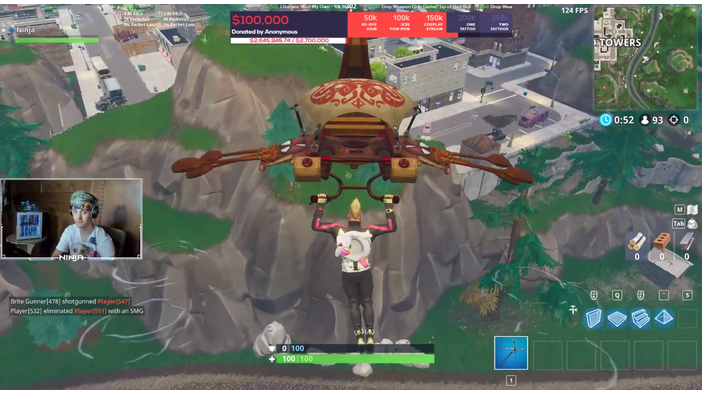 『フォートナイト』Ninjaのチャリティ放送に約1100万円をポンと寄付する匿名視聴者が登場