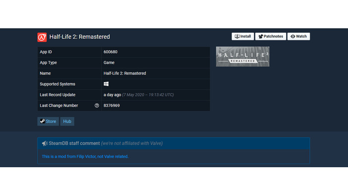 Steamのデータベースに『Half-Life 2: Remastered』―コミュニティ製のリマスターModか