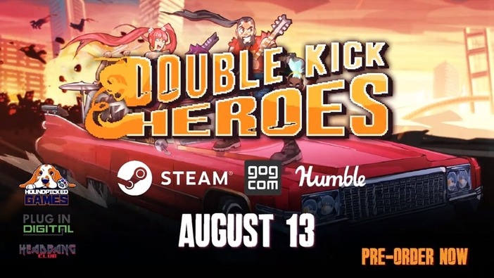 メタル音楽でゾンビを迎え撃つ2DリズムSTG『Double Kick Heroes』正式版海外8月13日発売決定