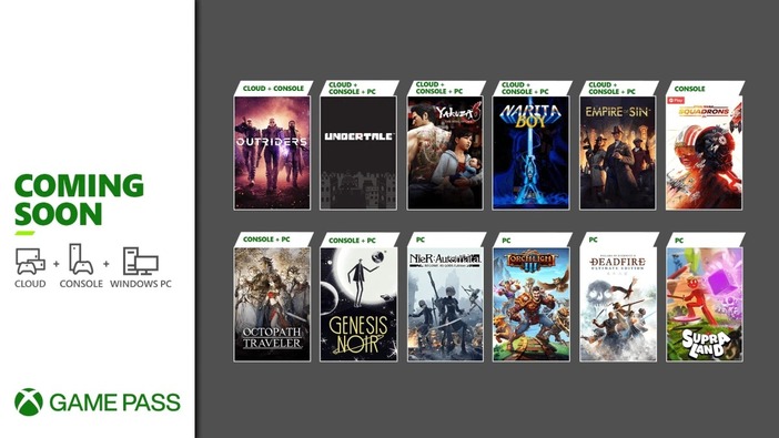 ゲームサブスク「Xbox Game Pass」3月後半の海外向けラインナップ公開―『龍が如く6』PC版『ニーア オートマタ』、新作『Genesis Noir』『Narita Boy』等