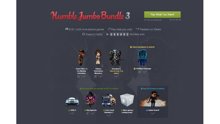 「Humble Jumbo Bundle 3」が開催中、『セインツロウ IV』や『Euro Truck Simulator 2』も