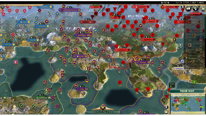 『Civilization V』脅威の42プレイヤー同時対戦が実現！AI達が織り成す壮大な「歴史のif」