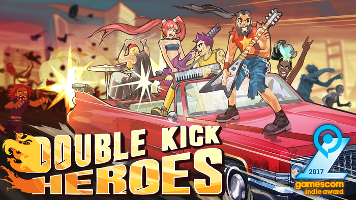 メタルの力でゾンビを倒すリズムシューター『Double Kick Heroes』は4月に早期アクセス開始！