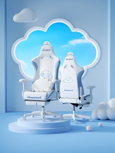 シナモンとキティのゲーミングチェアが汚れにくくなって新登場!雲の形のランバーサポートやリボン型のベッドレストがキュート