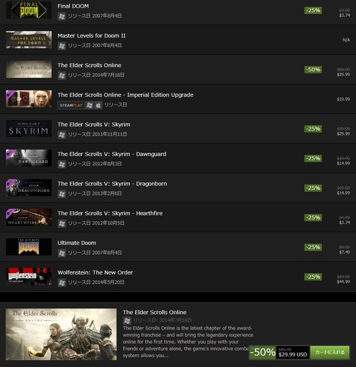 Steam QuakeCon 2014セール中、Bethesdaとidのタイトル多数、お得なバンドルも