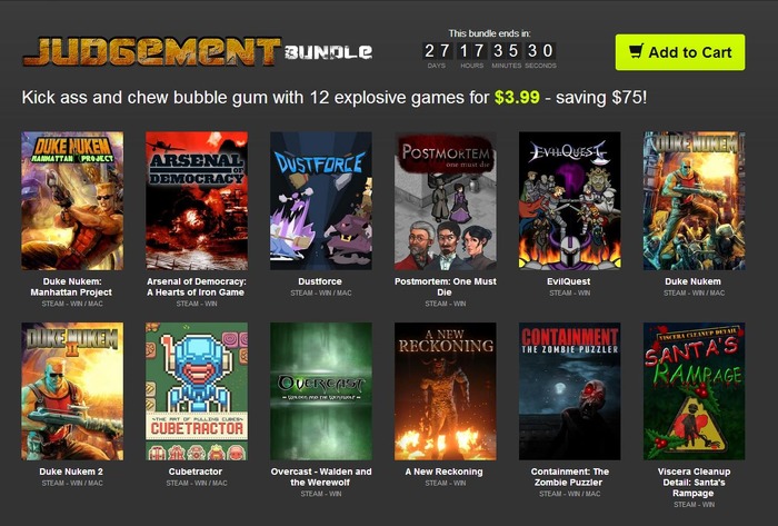Bundle StarsがJudgement Bundleを発売 －お掃除シミュや『Duke Nukem』など12本で4ドル