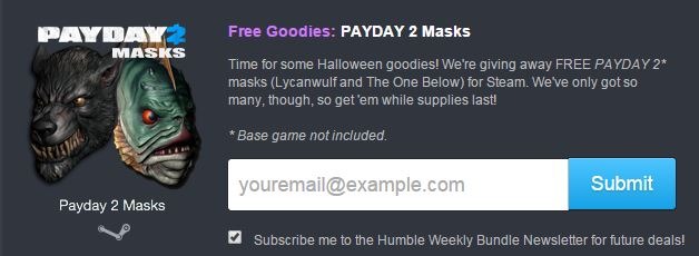 「Humble Halloweekly Bundle」が開催中、『PAYDAY 2』ハロウィンマスクの無料配信も