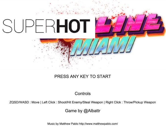 ファンメイドの融合作『SUPERHOTline Miami』公開中、ブラウザ上で無料プレイ可能