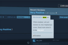 Steamユーザーレビュー表示順決定方法が変更―レビュー評価割合非表示/大量評価者の重み削減 画像