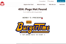 アメリカのハンバーガーショップ“ウェンディーズ”、404エラーのページに懐かしの『バーガータイム』を仕込む 画像