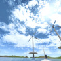 ワールドはかなり広く、風力発電の設備などもある