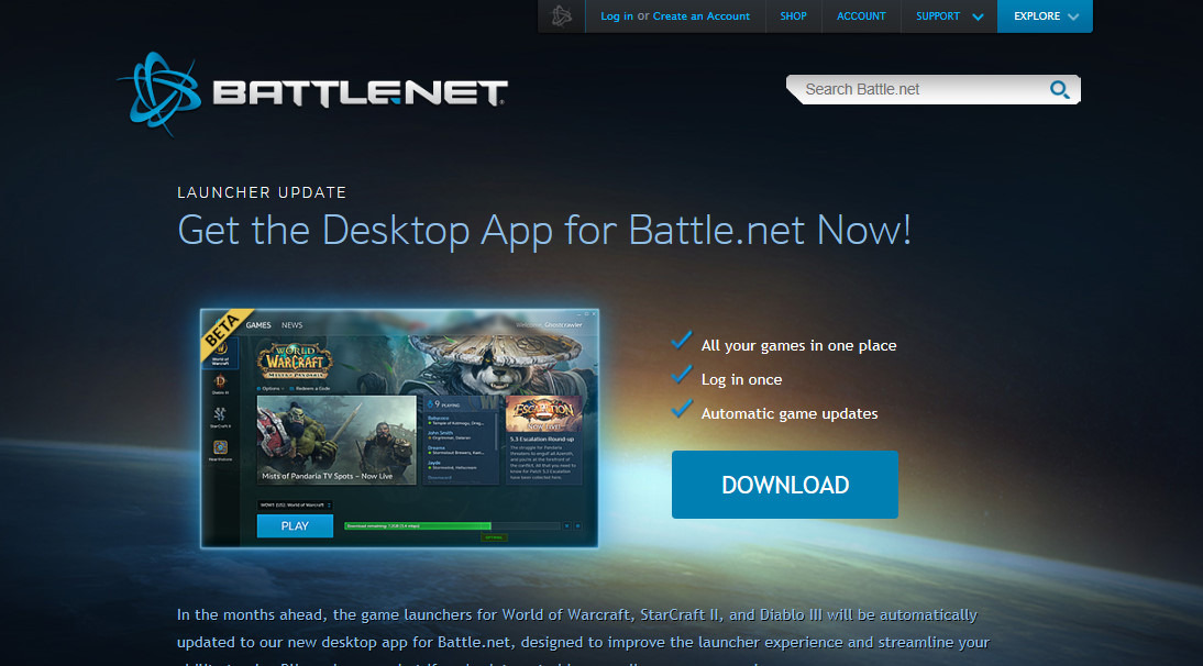 Blizzardタイトルをまとめて管理する Battle Net デスクトップアプリがダウンロード開始 全battle Netユーザー必須に Game Spark 国内 海外ゲーム情報サイト