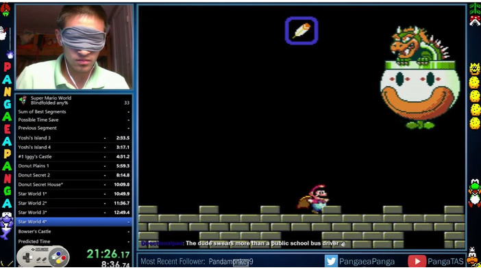 『スーパーマリオワールド』を「目隠し」しながら23分でクリアする驚愕ゲームプレイ