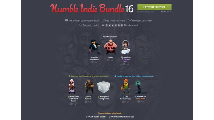 0.01ドルから購入可能！「Humble Indie Bundle 16」販売開始