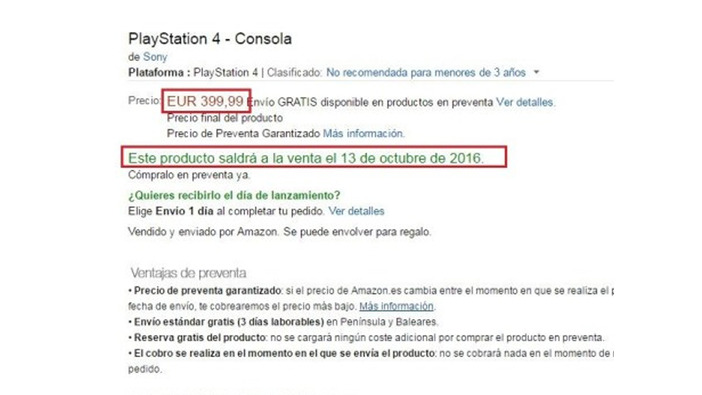 噂: スペインのAmazonに「PS4 NEO」らしき商品情報が一時掲載―価格や発売日が記載