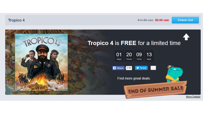 『Tropico 4』が9月11日まで無料配布、Humble Store“End of Summer”セール開催！