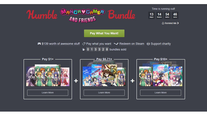 Steam版『ひぐらし』シリーズなどがセットになった「The Humble MangaGamer and Friends Bundle」が限定販売
