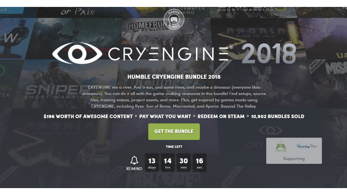 CRYENGINE使用作品やアセットファイルが格安で手に入る「Humble CRYENGINE Bundle 2018」開始！
