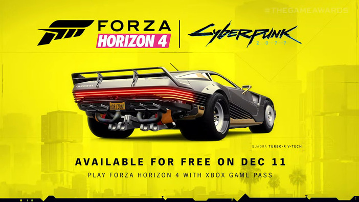 『Forza Horizon 4』に『サイバーパンク2077』の車「QUADRA TURBO-R V-TECH」が登場！12月11日に無料配信【TGA 2020】