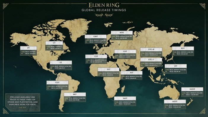 発売迫る『ELDEN RING』リリース時間発表―Xboxで既にプリロード解禁、PS/PCは間もなく