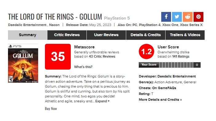 『The Lord of The Rings: Gollum』の低評価受け開発者が思いを吐露―現場に関わる業界人が次々反応