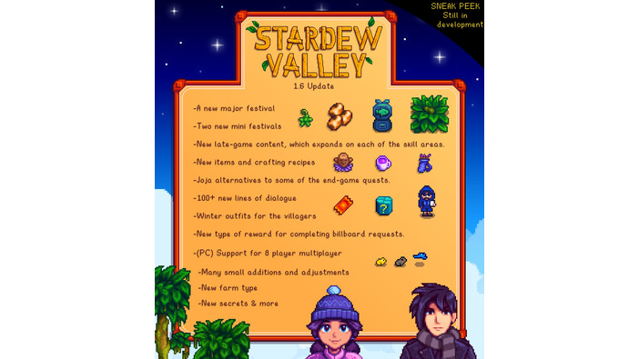 『Stardew Valley』PC向け8人マルチプレイ対応、新たなお祭りや住民の冬服追加など―濃密なアップデート1.6情報公開