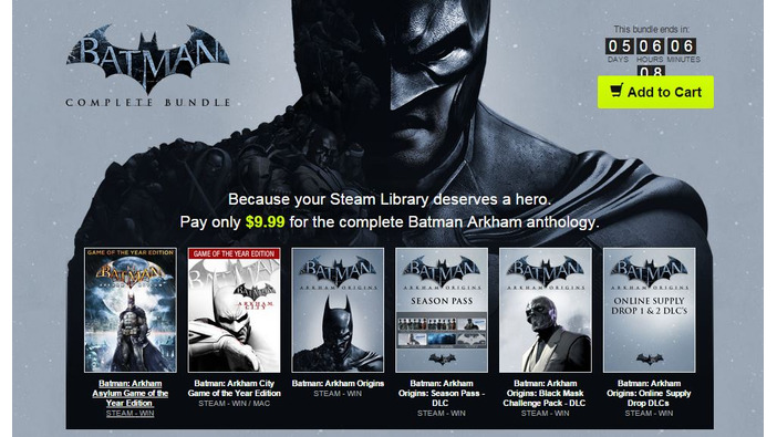 Bundle Starsで「Batman Complete Bundle」が販売中、『バットマン：アーカム』シリーズ3作が収録