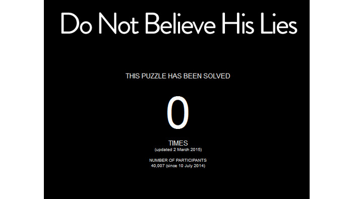 公開から約8ヶ月…未だ謎が解明されないパズルゲー『Do Not Believe His Lies』