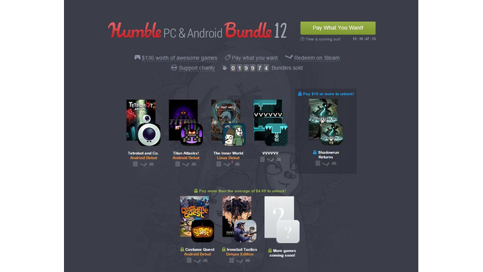 「Humble PC & Android Bundle 12」販売中―インディーゲームの注目作品がAndroid端末で