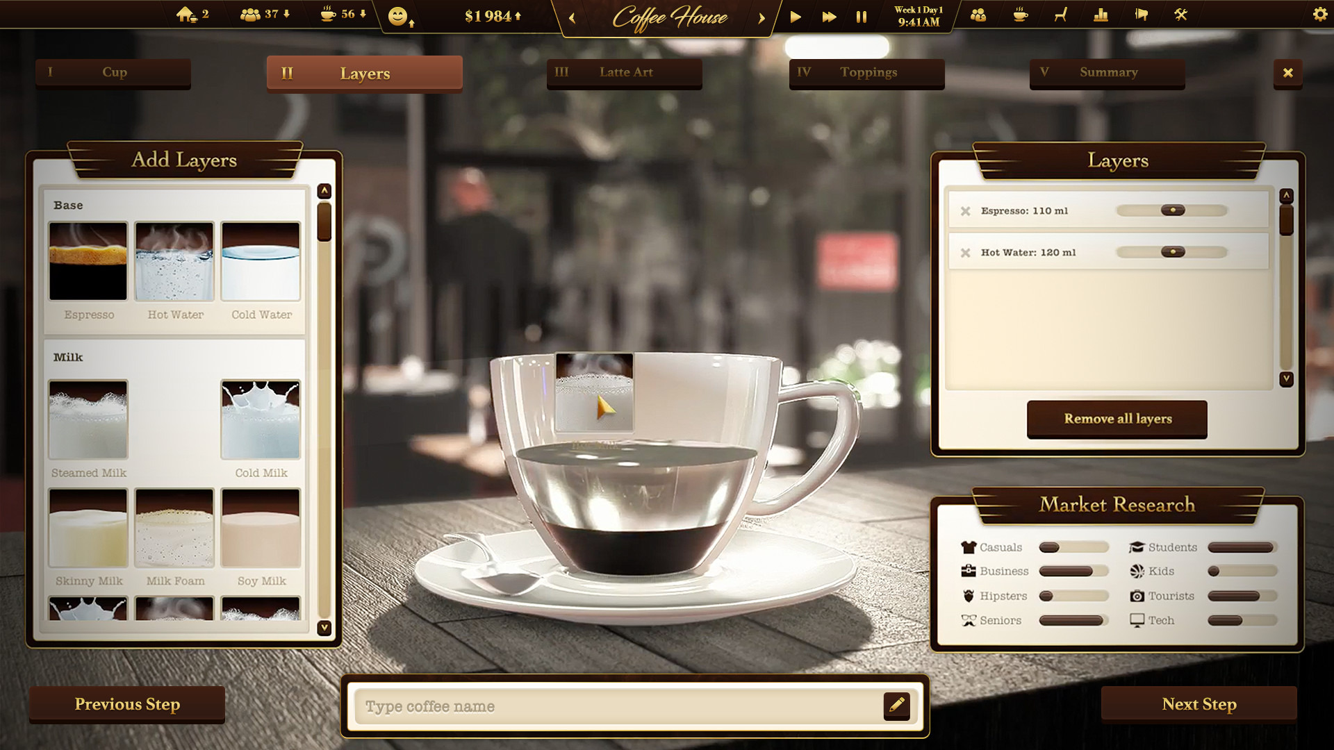 カフェ経営で目指すはコーヒー帝国 Espresso Tycoon 発表 3dコーヒーエディタ で自分だけのレシピを実現 Game Spark 国内 海外ゲーム情報サイト