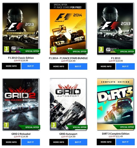 Codemastersストアで特別セール開始―豪華版『DiRT 3』や『F1 2014』が約50%オフ！