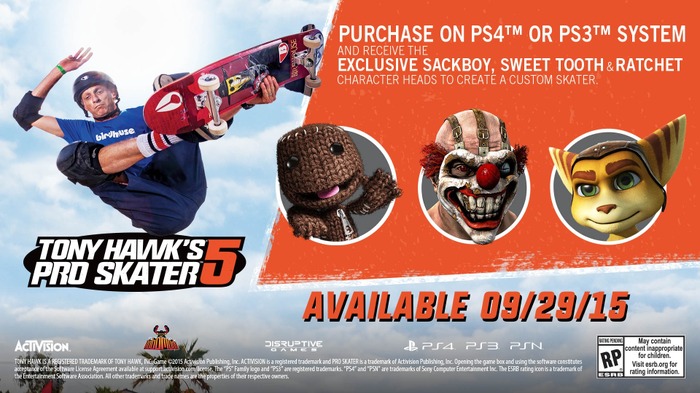 『Tony Hawk's Pro Skater 5』のオンライン情報が公開―PS版限定コンテンツも明らかに