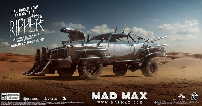 PS4版『マッドマックス』予約特典DLCは10月2日夕刻からリリース―「ロードウォリアーパック」も無料配信