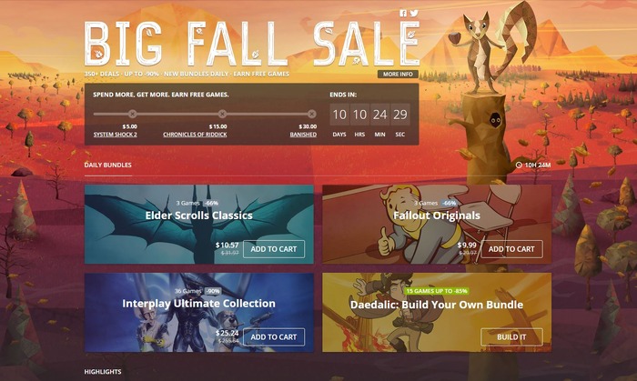 GOG.com秋の大規模セール開催―30ドル分購入で名作ゲーム3本プレゼント