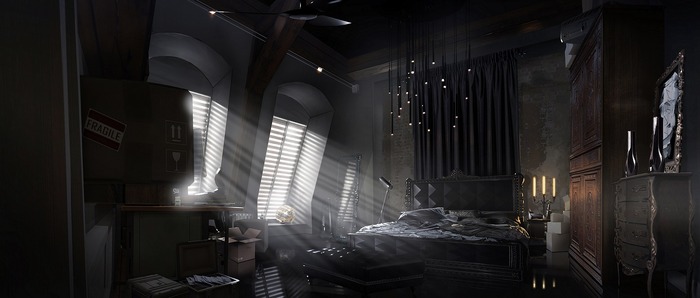『Deus Ex: Mankind Divided』の室内描くサイバールネサンス風アートワーク