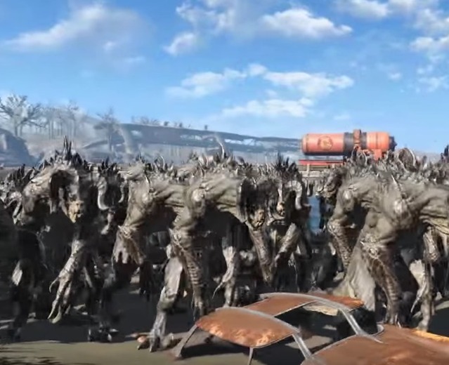 完全に地獄絵図！『Fallout 4』1000匹のデスクローが蠢く豪快バトル映像【ネタバレ注意】