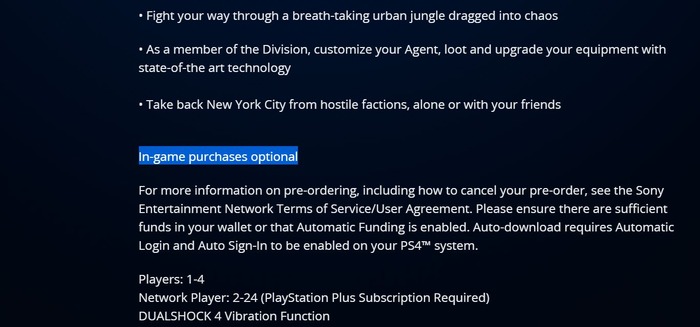 『The Division』に少額課金制導入か―海外PS Storeに記載見つかる