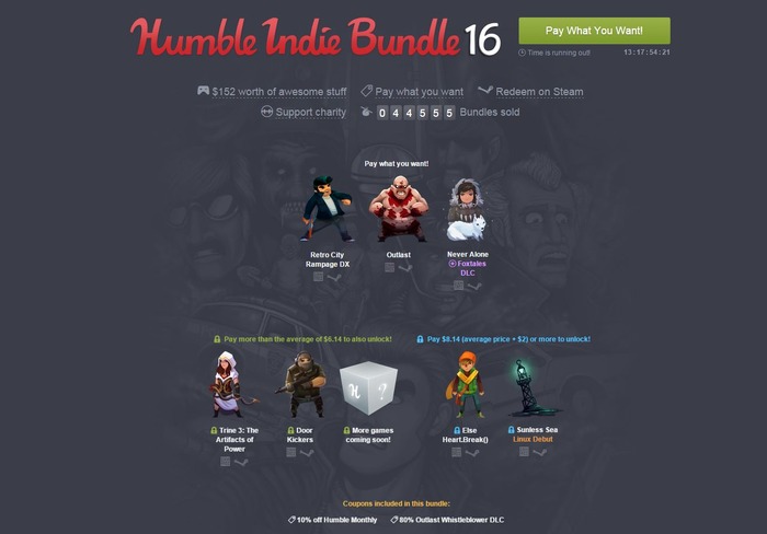 0.01ドルから購入可能！「Humble Indie Bundle 16」販売開始