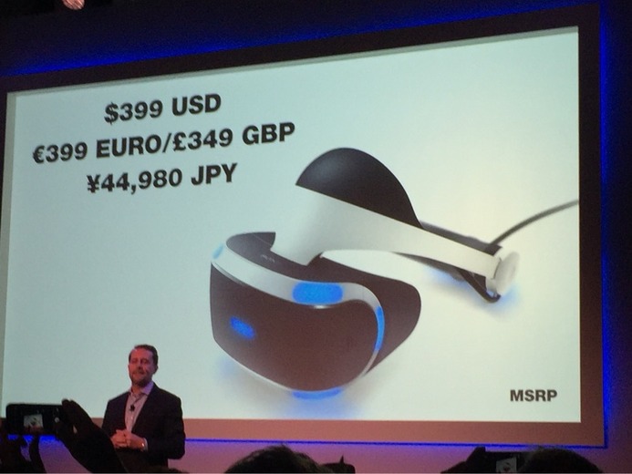 【GDC 2016】PS VRの価格と発売日がついに発表！44,980円で今年10月発売