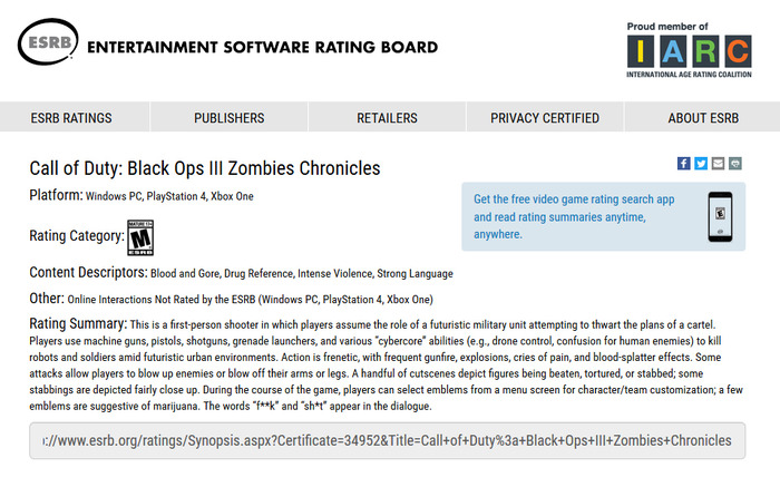 噂: 『CoD: BO3 Zombies Chronicles』登場か―米レーティング機関に登録