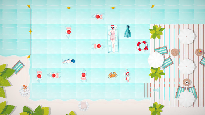 水から上がりたいターン制パズル『Swim Out』Steam配信中！―スイマーを避けて戦略的に移動