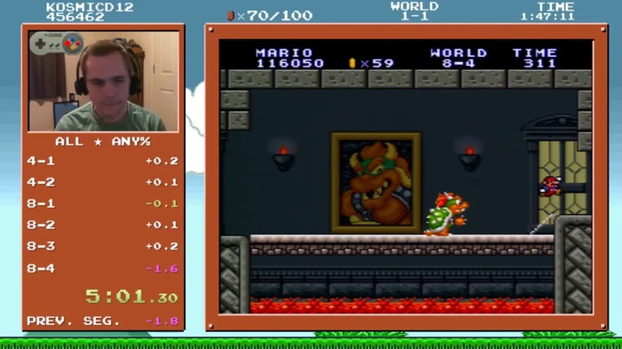 5分で解るスーパーマリオ？SFC版『スーパーマリオブラザーズ』RTA記録が更新