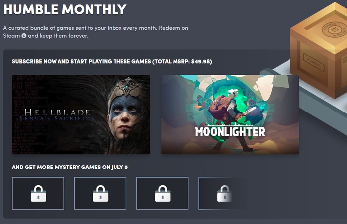 月額購読PCゲームバンドル「Humble Monthly」7月度早期タイトルは『Hellblade』『Moonlighter』
