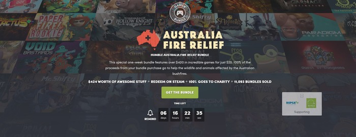 売上は全額豪山火事被害の補填に―「Humble Australia Fire Relief Bundle」開始、計29作・424ドル相当が25ドルから
