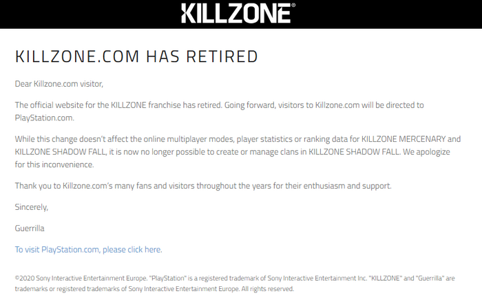 『KILLZONE』シリーズ公式サイトが閉鎖―跡地には感謝のメッセージが掲載