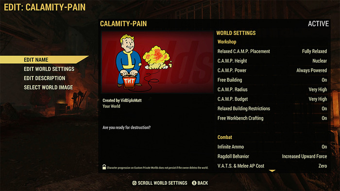 弾薬無限や禁止エリアにC.A.M.P.作成―『Fallout 76』に新機能「Fallout Worlds」が登場！本日よりテストサーバーで公開